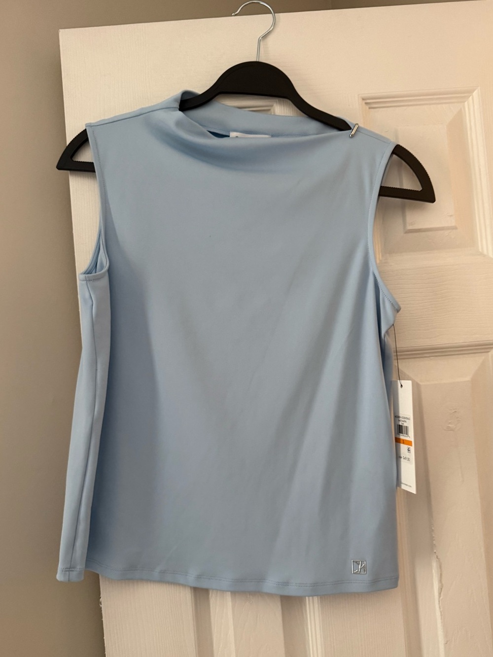 NWT Calvin Klein Mock Neck Baby Blue Top - Picture 4 of 5